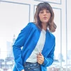 Hot Żakiet dzianinowy plus size bez zapięcia - chabrowy Do Pracy|Marynarki