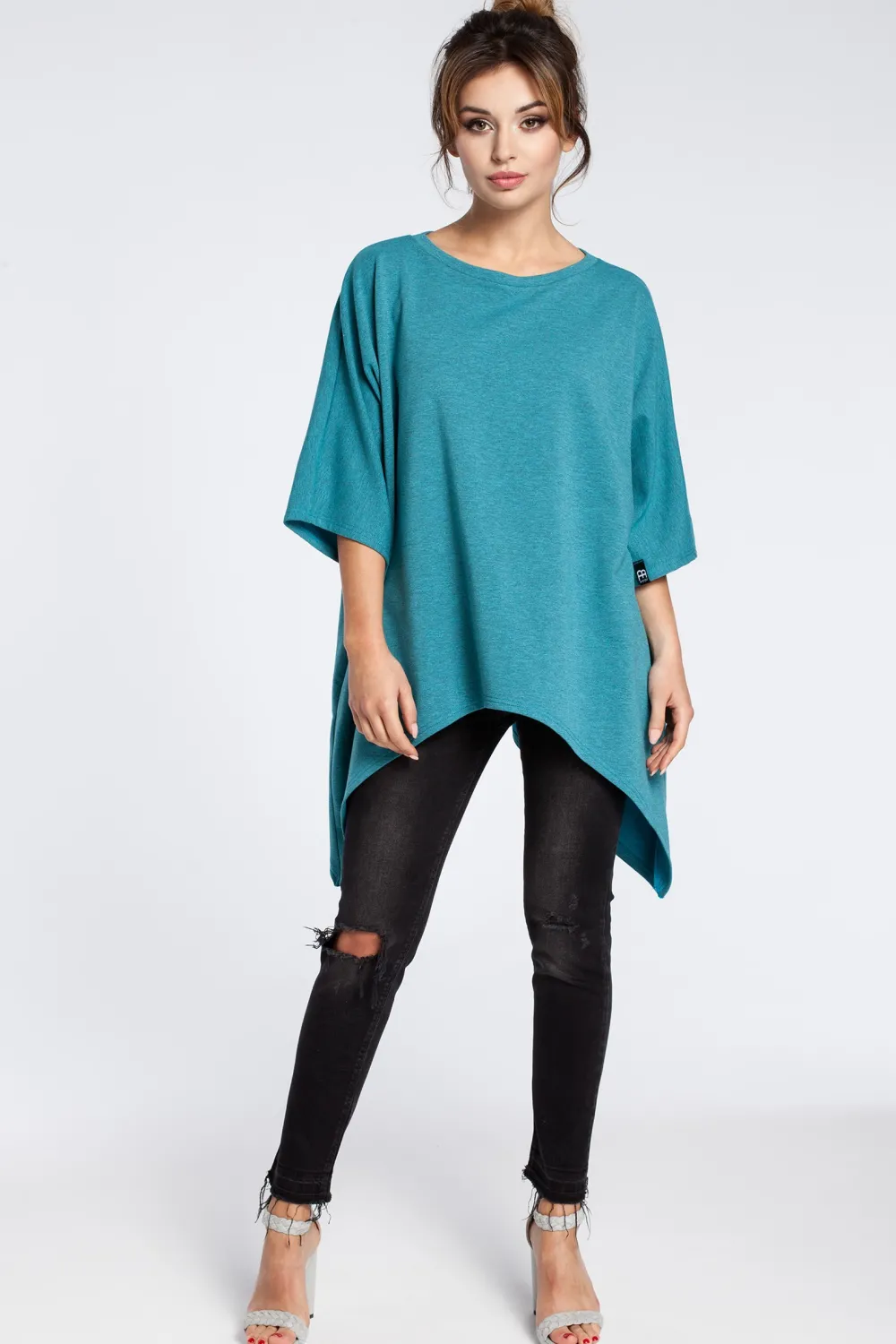 Online Asymetryczna bluza oversize - szmaragdowa Bluzy