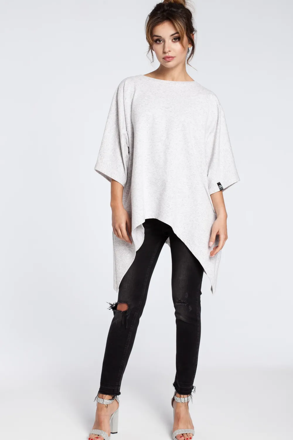 Asymetryczna bluza oversize - stracciatella Bluzy