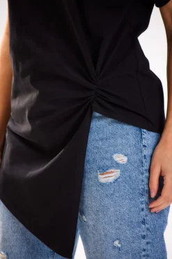 Sale Ayetryczna buzka z krótki rękawe - czarna Odzież Casualowa|Dobry Skład