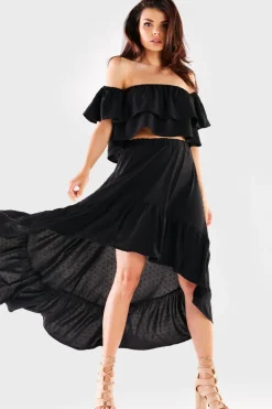 Discount Ayetryczna pódnica z guką w paie - czarna Odzież Casualowa|Spódnice