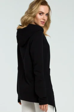 Discount Asymetryczna zasuwana bluzka - czarna Odzież Casualowa|Bluzy