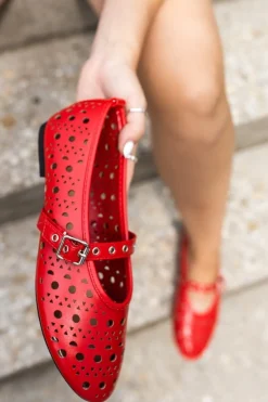 Clearance Baleriny z klamrą Ella - czerwone Baleriny|Buty