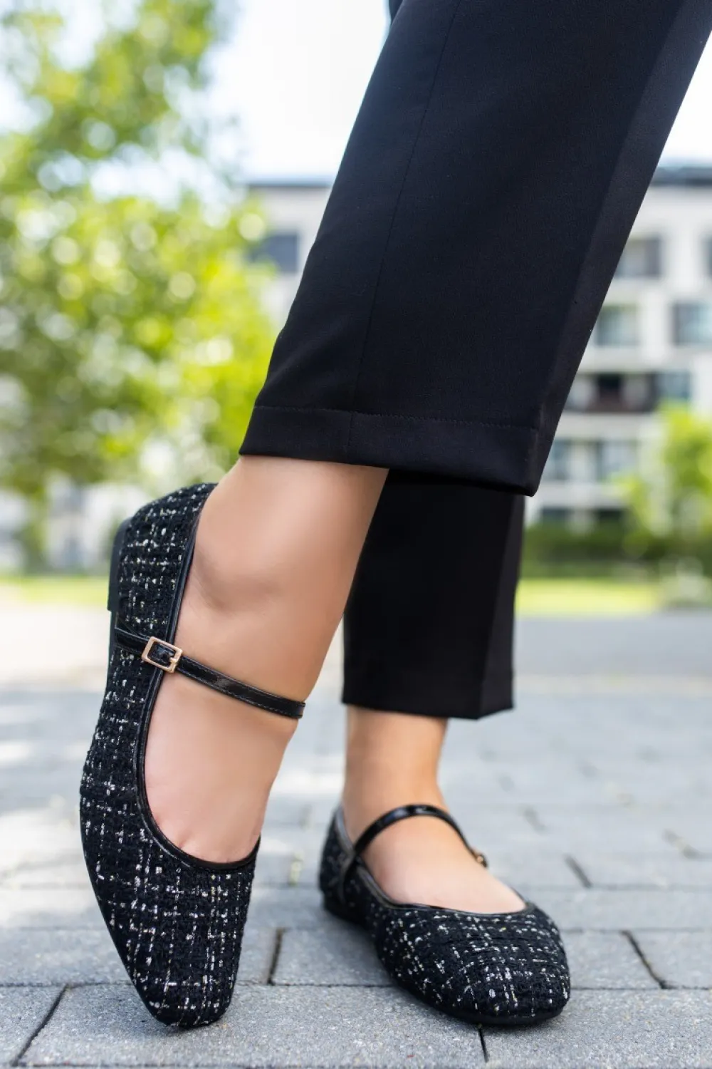 New Baleriny z paskiem Sabrina - czarne Baleriny|Buty