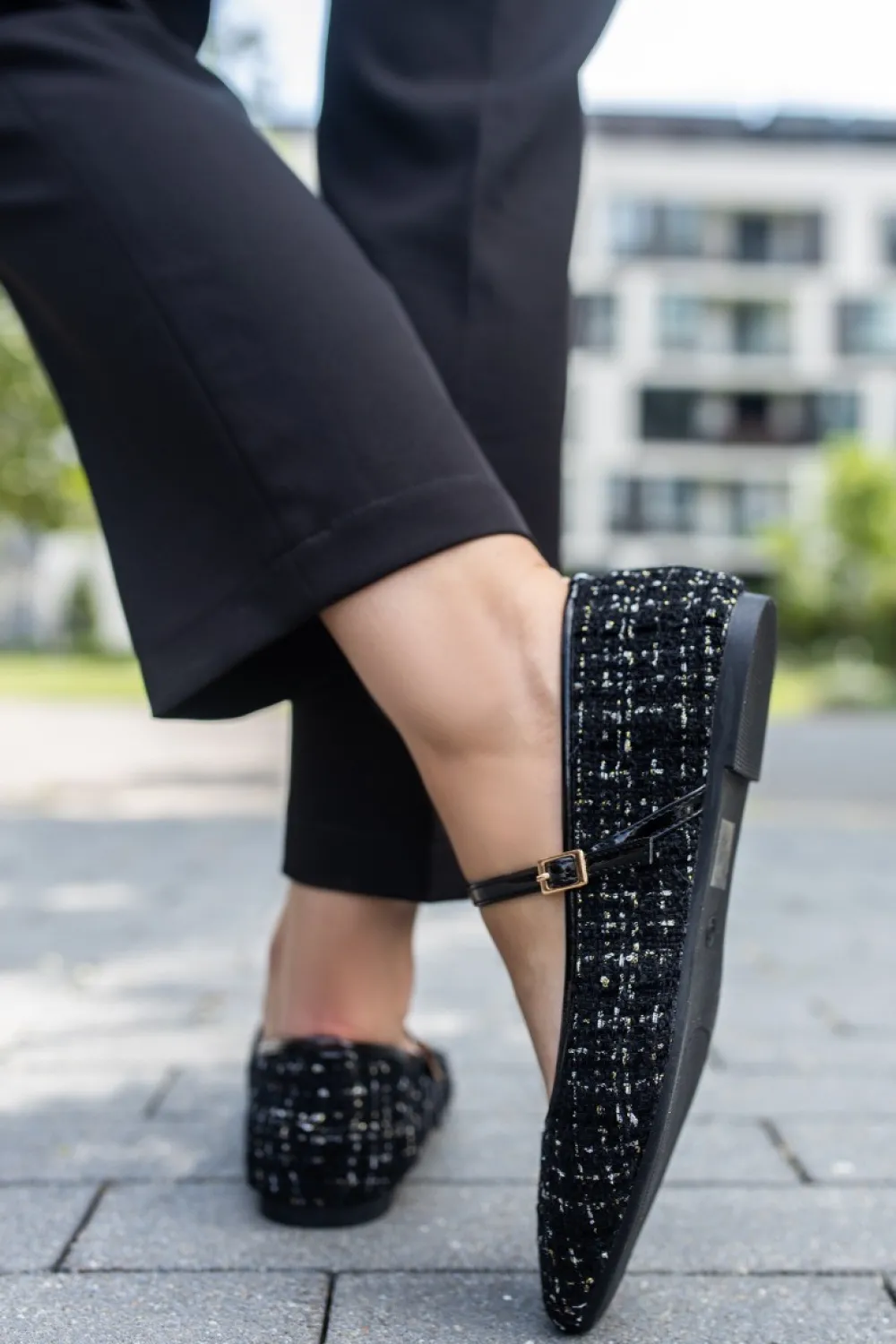 New Baleriny z paskiem Sabrina - czarne Baleriny|Buty