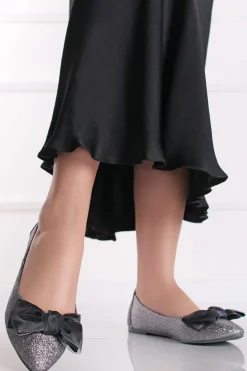 Clearance Baleriny z kokardą Katy - ciemnosrebrne Baleriny