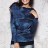 Discount Bawełniana bluza kimono z dużym dekoltem - granatowa Dobry Skład|Bluzy