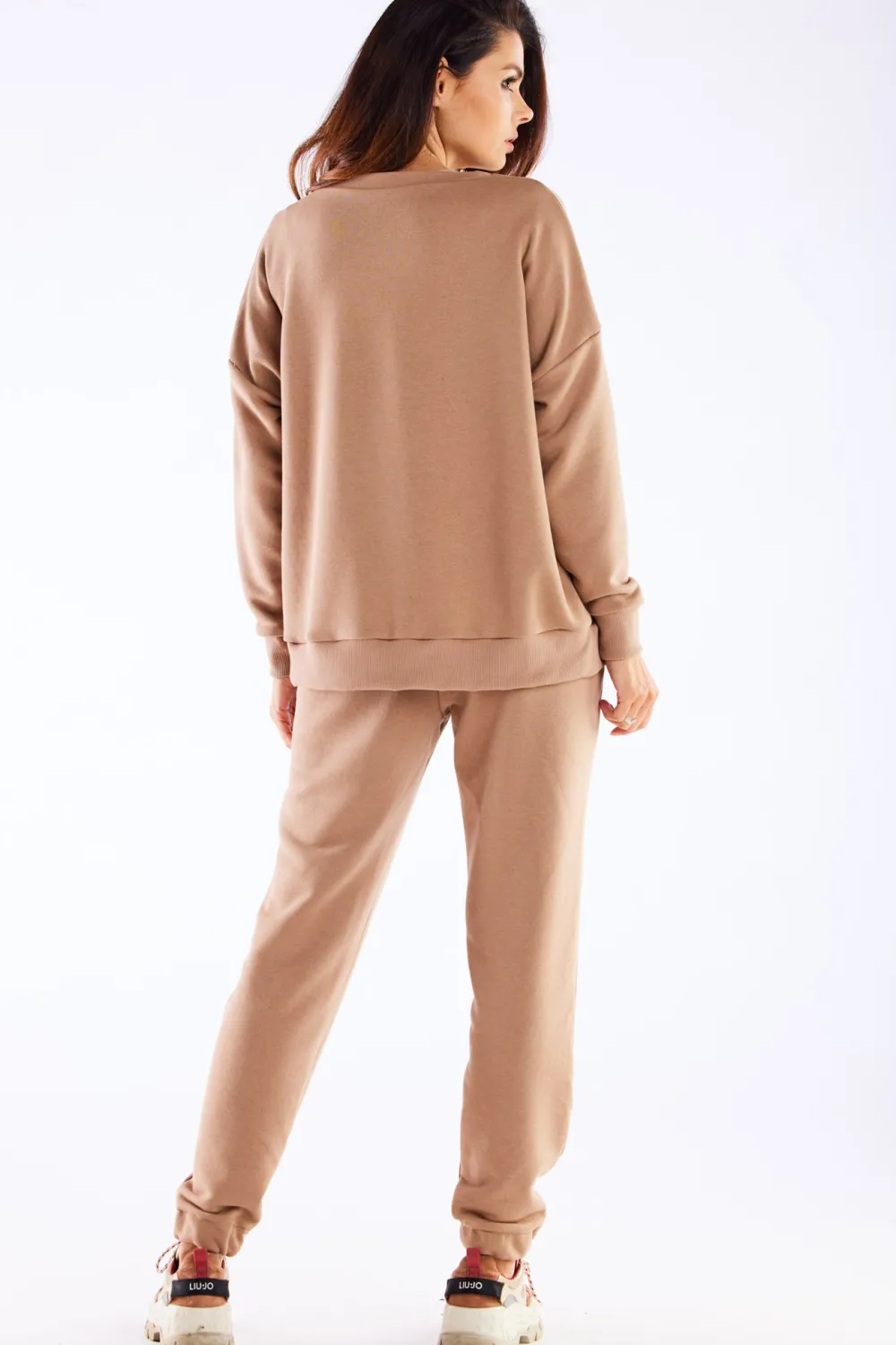 Hot Bawełniana bluza o luźnym kroju - beżowa Odzież Casualowa|Dobry Skład