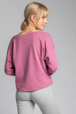 Hot Bawełniana buza z dzianiny prążkowanej - wrzoowa Odzież Casualowa|Bluzy