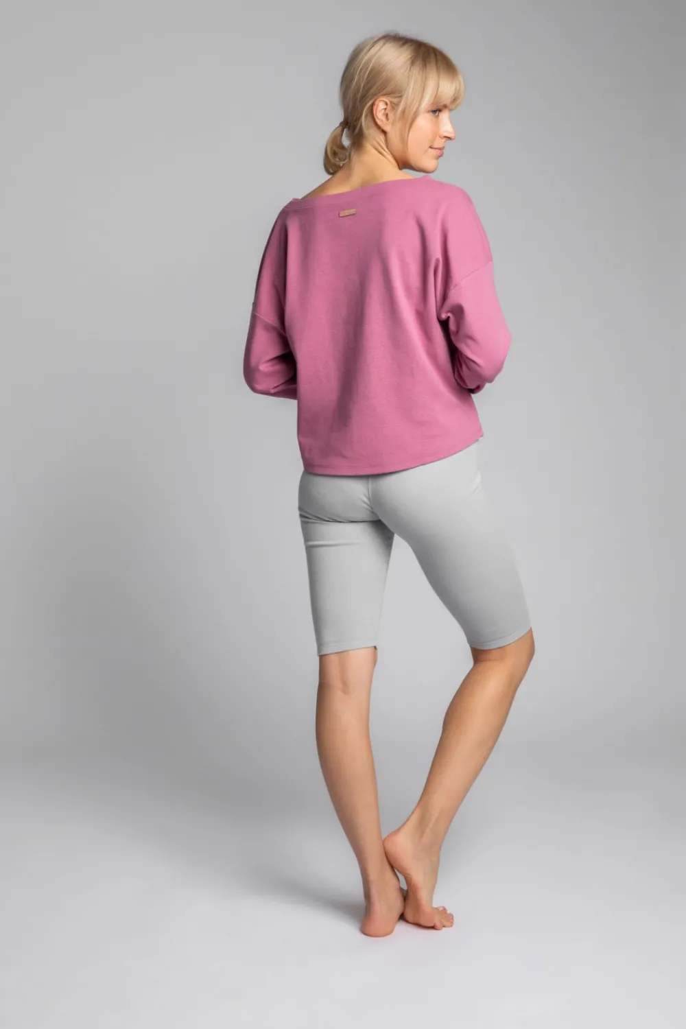 Hot Bawełniana buza z dzianiny prążkowanej - wrzoowa Odzież Casualowa|Bluzy