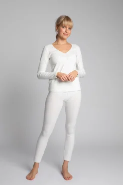 Sale Bawełniana buzka z długii rękawai - ecru Odzież Casualowa|Bluzki