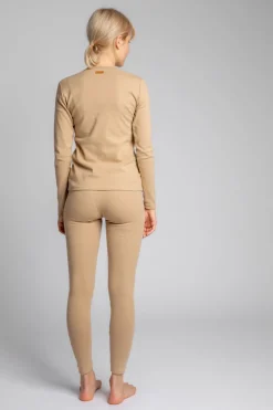 Outlet Bawełniana buzka z długii rękawai - cappuccino Odzież Casualowa|Bluzki