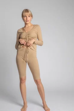 New Bawełniana buzka z dzianiny prążkowanej - cappuccino Odzież Casualowa|Bluzki
