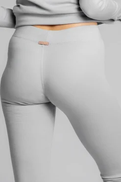 Bawełniane egginy z dzianiny prążkowanej - popieaty Legginsy|Odzież Casualowa