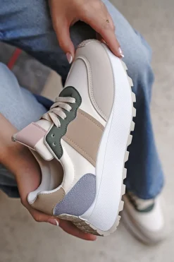 Clearance Beżowe tenisówki na platformie Yarky - biało-beżowe Sneakersy