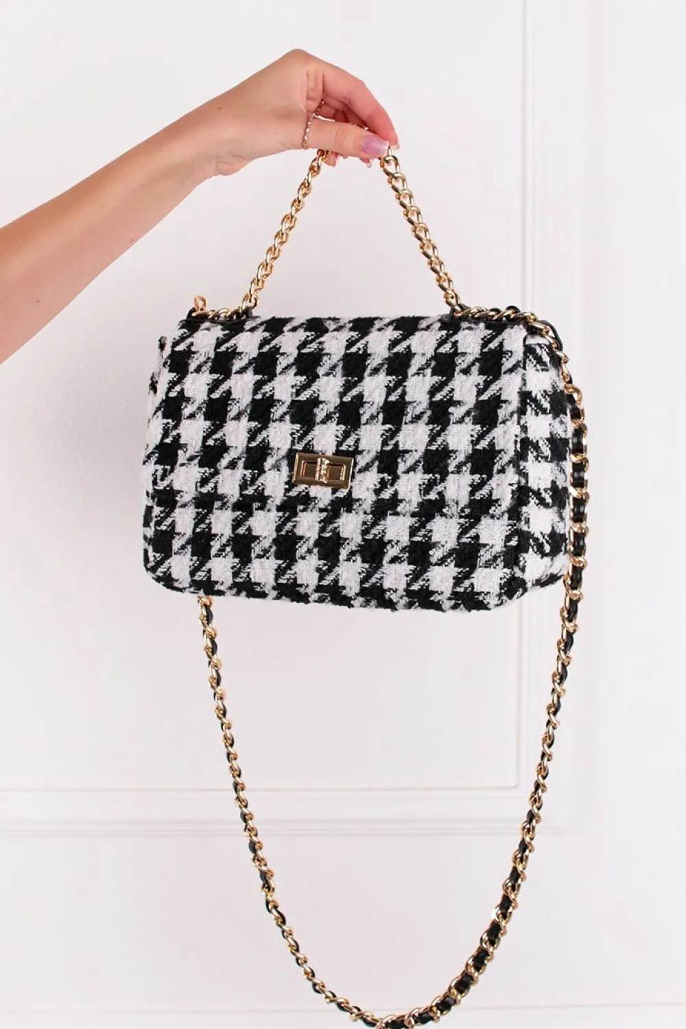 Online Biała wzorzysta torebka typu crossbody Lucy - czarna Torebki|Akcesoria