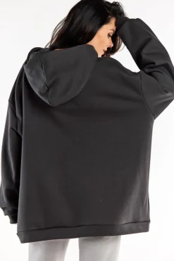 Sale Bluza damska oversize z kapturem - grafitowa Dobry Skład|Odzież Casualowa