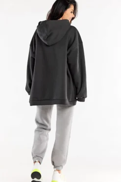 Sale Bluza damska oversize z kapturem - grafitowa Dobry Skład|Odzież Casualowa