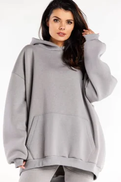Online Bluza damska oversize z kapturem - szara Odzież Casualowa|Dobry Skład