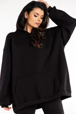 Online Bluza damska oversize z kapturem - czarna Odzież Casualowa|Dobry Skład