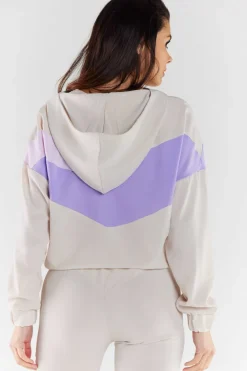 Hot Buza daka z kapture - beżowo-fioetowa Odzież Casualowa|Bluzy