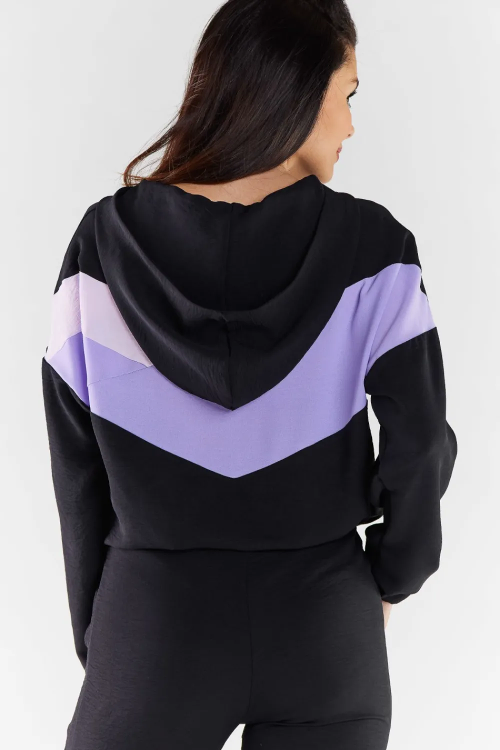 Sale Buza daka z kapture - czarno-fioetowa Odzież Casualowa|Bluzy