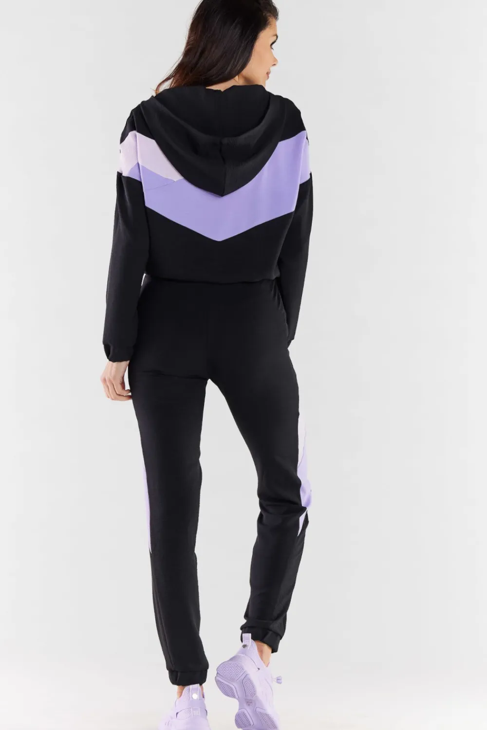 Sale Buza daka z kapture - czarno-fioetowa Odzież Casualowa|Bluzy