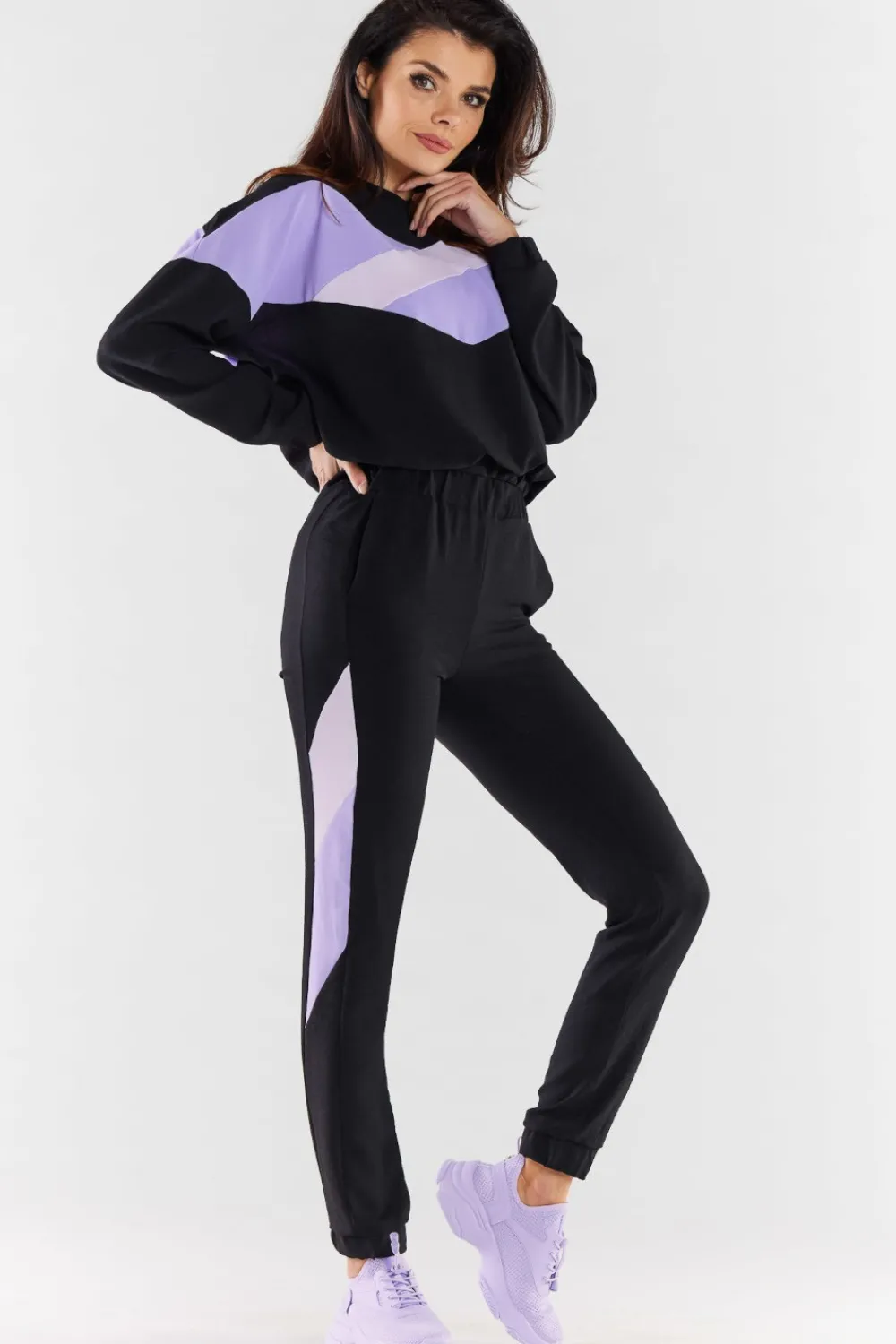 Sale Buza daka z kapture - czarno-fioetowa Odzież Casualowa|Bluzy