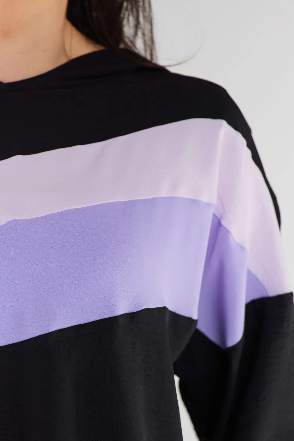 Sale Buza daka z kapture - czarno-fioetowa Odzież Casualowa|Bluzy