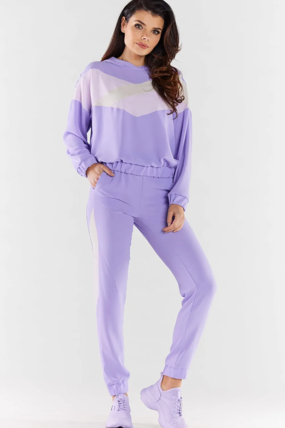 Clearance Buza daka z kapture - fioetowo-beżowa Odzież Casualowa|Bluzy