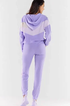 Clearance Buza daka z kapture - fioetowo-beżowa Odzież Casualowa|Bluzy
