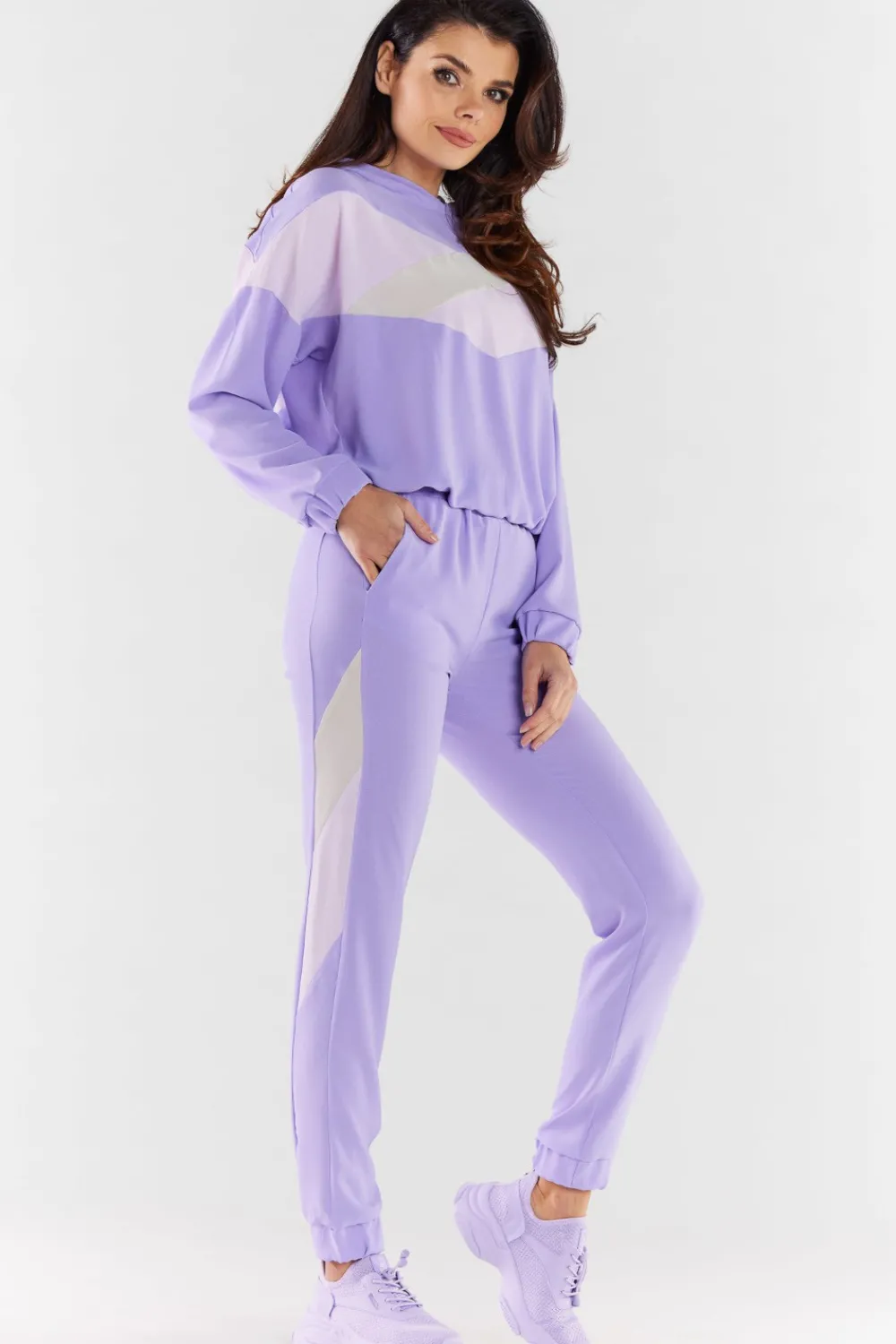 Clearance Buza daka z kapture - fioetowo-beżowa Odzież Casualowa|Bluzy