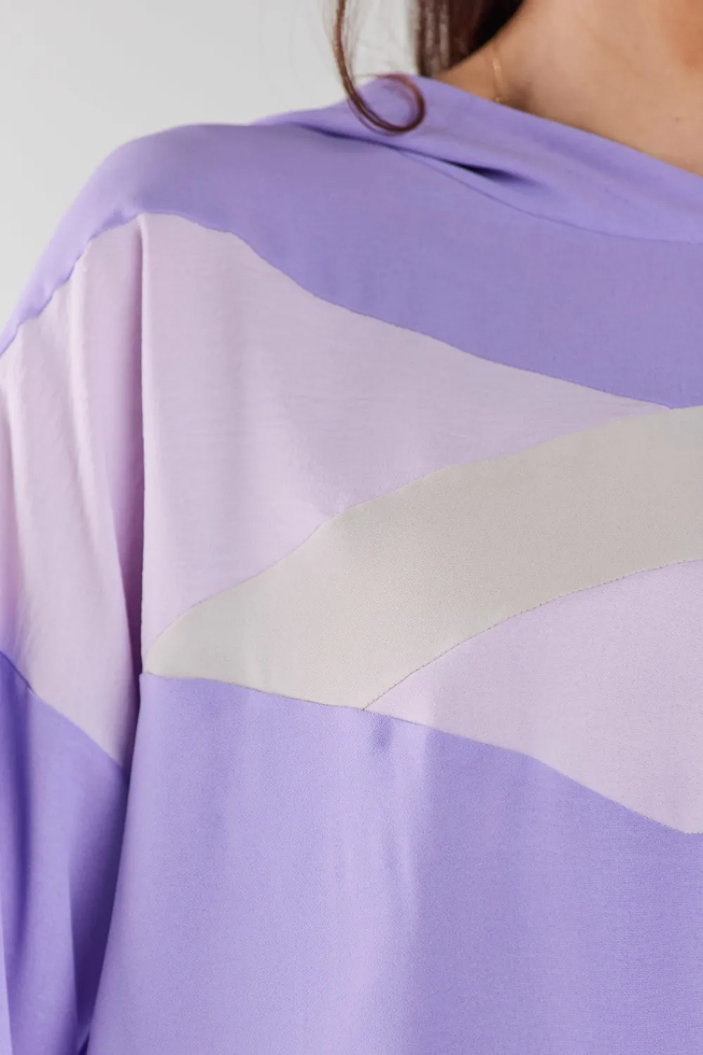 Clearance Buza daka z kapture - fioetowo-beżowa Odzież Casualowa|Bluzy