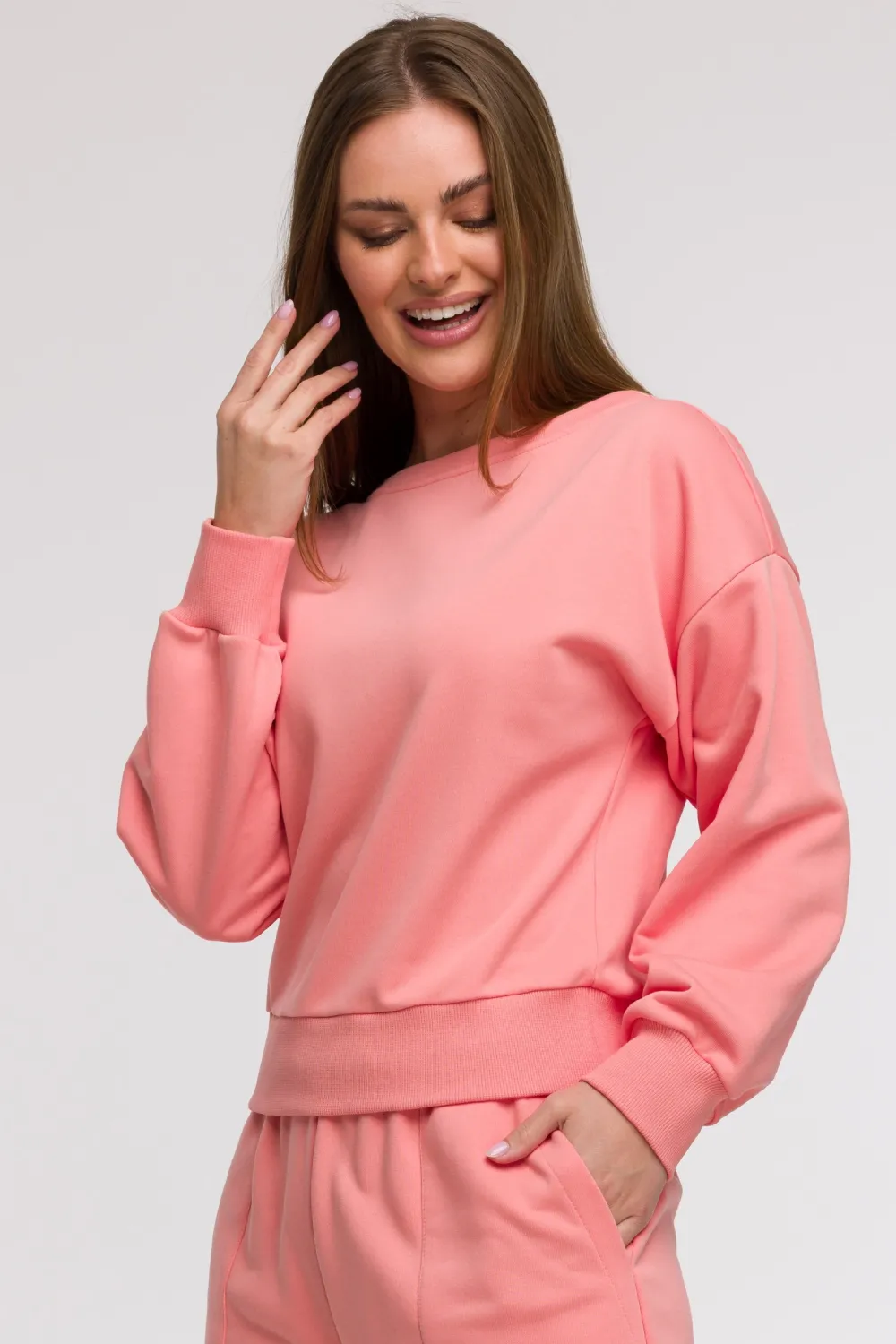 Online Buza daka z otwartyi pecai - koraowa Odzież Casualowa|Bluzy