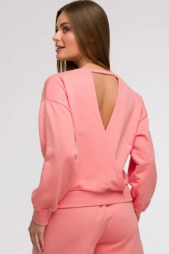 Online Buza daka z otwartyi pecai - koraowa Odzież Casualowa|Bluzy