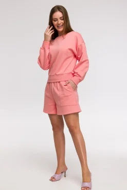 Online Buza daka z otwartyi pecai - koraowa Odzież Casualowa|Bluzy