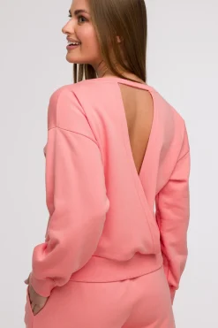 Online Buza daka z otwartyi pecai - koraowa Odzież Casualowa|Bluzy