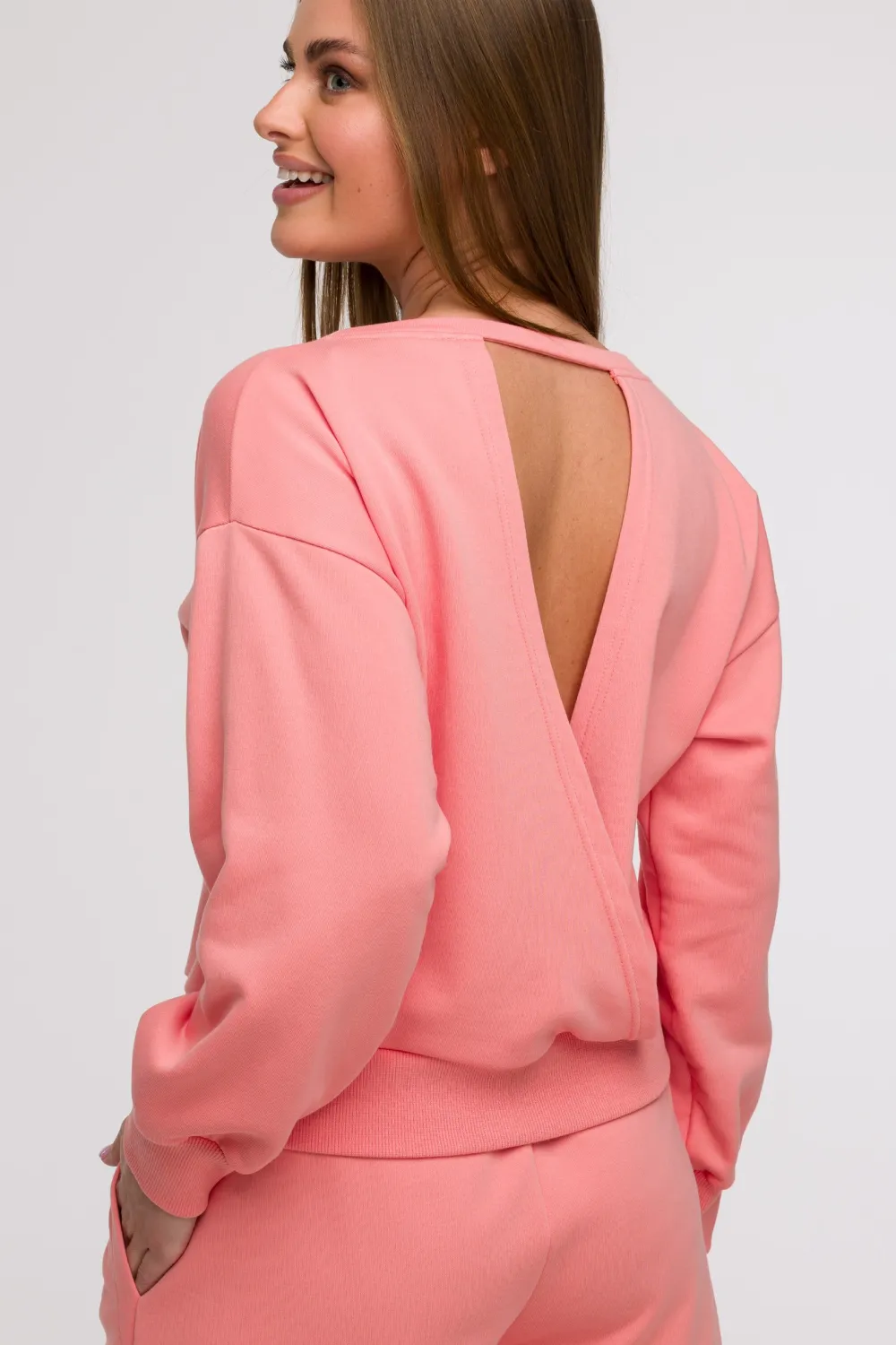 Online Buza daka z otwartyi pecai - koraowa Odzież Casualowa|Bluzy