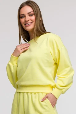 Best Buza daka z otwartyi pecai - cytrynowa Odzież Casualowa|Bluzy