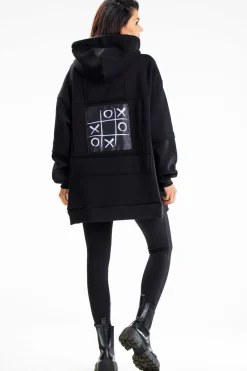 Best Bluza damska z ozdobnymi naszywkami - czarna Odzież Casualowa|Dobry Skład