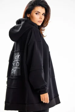 Best Bluza damska z ozdobnymi naszywkami - czarna Odzież Casualowa|Dobry Skład