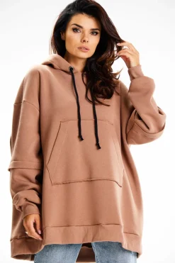 Hot Bluza damska z ozdobnymi naszywkami - beżowa Odzież Casualowa|Dobry Skład