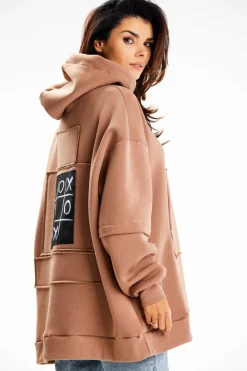 Hot Bluza damska z ozdobnymi naszywkami - beżowa Odzież Casualowa|Dobry Skład