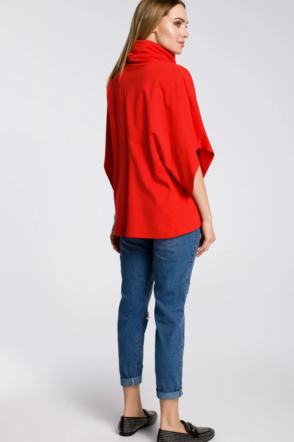 New Bluza na zakładkę z szerokimi rękawami - czerwona Bluzy