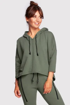 Hot Buza o uźny kroju z kapture - khaki Odzież Casualowa|Dobry Skład