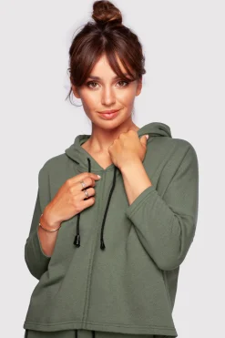 Hot Buza o uźny kroju z kapture - khaki Odzież Casualowa|Dobry Skład