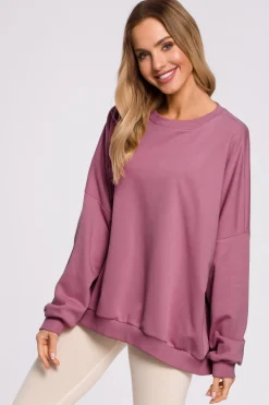 Online Bluza oversize ze ściągaczem na dole – wrzosowa Bluzy