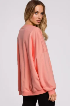 Hot Bluza oversize ze ściągaczem na dole – koralowa Bluzy