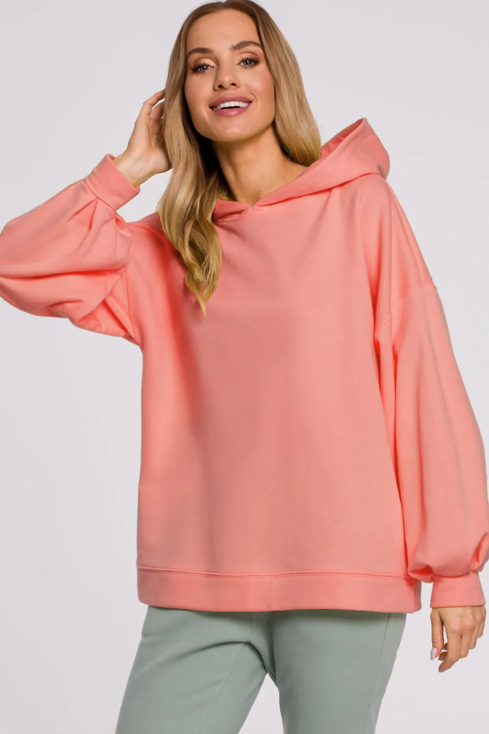Best Buza overize z kapture – koraowa Bluzy