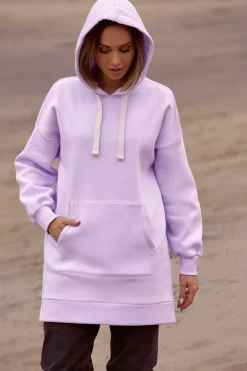 Online Bluza oversize z kieszenią typu kangurek - liliowa Bluzy